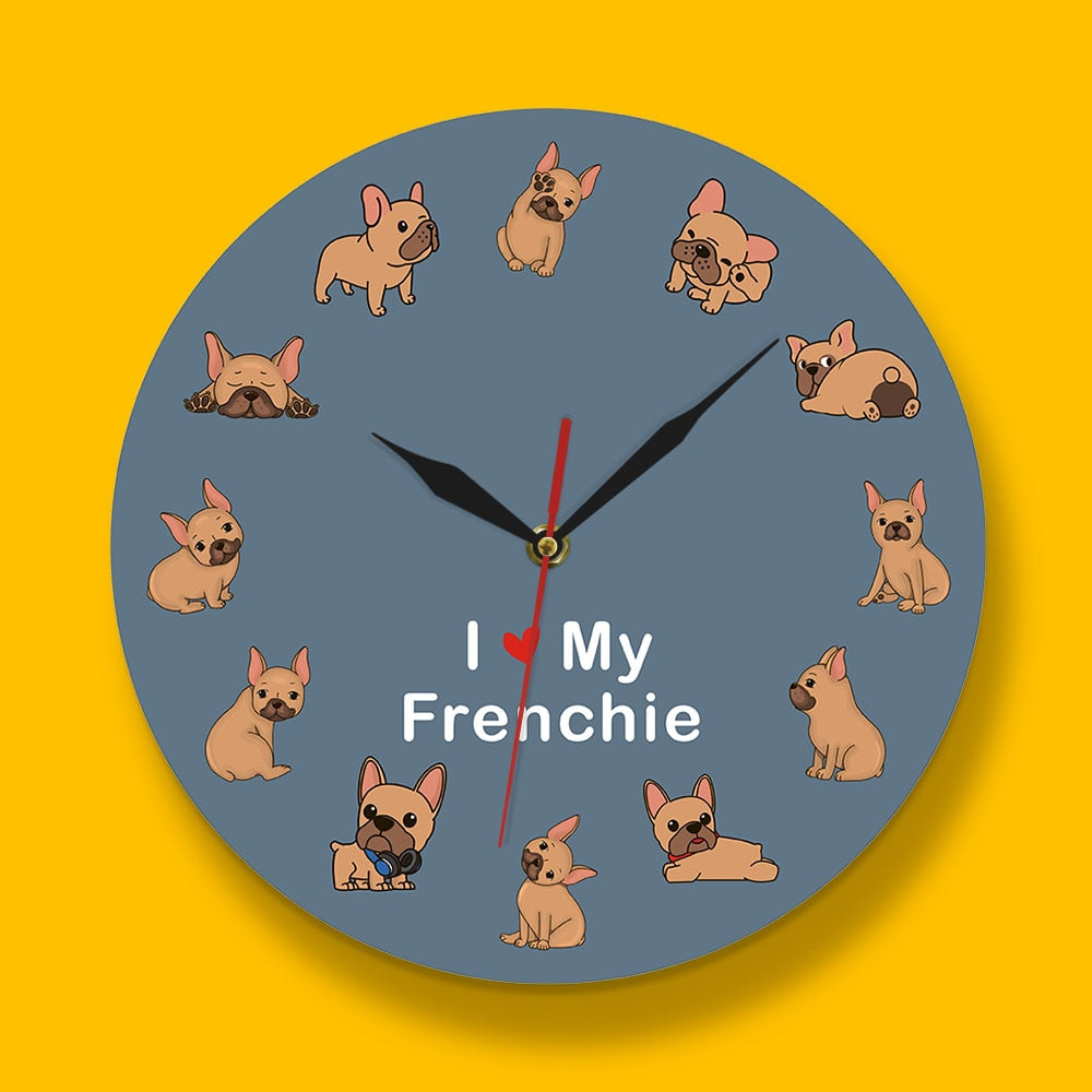 I Love My Fawn Frenchie Wall Clock-Home Decor-Dogs, French Bulldog, Home Decor, Wall Clock-No Frame-1