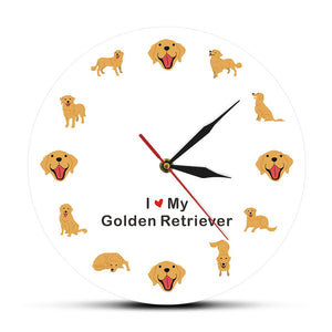 I Love My Golden Retriever Wall Clock-Home Decor-Dogs, Golden Retriever, Home Decor, Wall Clock-10