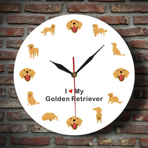 I Love My Golden Retriever Wall Clock-Home Decor-Dogs, Golden Retriever, Home Decor, Wall Clock-12
