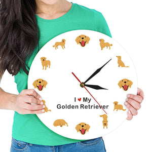 I Love My Golden Retriever Wall Clock-Home Decor-Dogs, Golden Retriever, Home Decor, Wall Clock-2