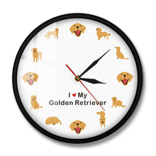 Load image into Gallery viewer, I Love My Golden Retriever Wall Clock-Home Decor-Dogs, Golden Retriever, Home Decor, Wall Clock-Metal and Glass Frame-5
