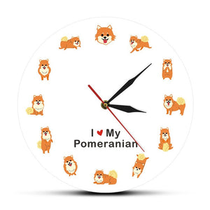 I Love My Orange Pomeranian Wall Clock-Home Decor-Dogs, Home Decor, Pomeranian, Wall Clock-10