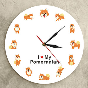 I Love My Orange Pomeranian Wall Clock-Home Decor-Dogs, Home Decor, Pomeranian, Wall Clock-11