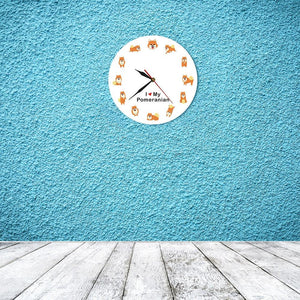 I Love My Orange Pomeranian Wall Clock-Home Decor-Dogs, Home Decor, Pomeranian, Wall Clock-14