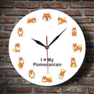 I Love My Orange Pomeranian Wall Clock-Home Decor-Dogs, Home Decor, Pomeranian, Wall Clock-3