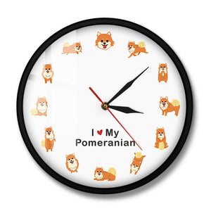 I Love My Orange Pomeranian Wall Clock-Home Decor-Dogs, Home Decor, Pomeranian, Wall Clock-Metal and Glass Frame-6