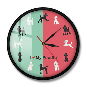 I Love My Poodle Wall Clock-Home Decor-Dogs, Home Decor, Poodle, Wall Clock-Metal and Glass Frame-6