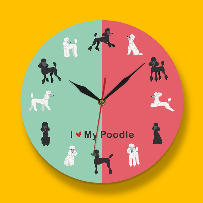I Love My Poodle Wall Clock-Home Decor-Dogs, Home Decor, Poodle, Wall Clock-No Frame-1