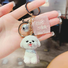 Load image into Gallery viewer, Image of a super-cute Bichon Frise keychain in 3D Bichon Frise design