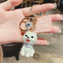 Load image into Gallery viewer, Image of a super-cute Samoyed keychain in 3D Samoyed design