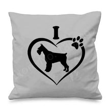 Load image into Gallery viewer, I Love My Schnauzer Cushion CoversCushion CoverSchnauzer in Heart - Grey BG