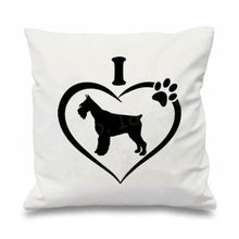 Load image into Gallery viewer, I Love My Schnauzer Cushion CoversCushion CoverSchnauzer in Heart - White BG