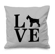 Load image into Gallery viewer, I Love My Schnauzer Cushion CoversCushion CoverSchnauzer with Letters - Grey BG
