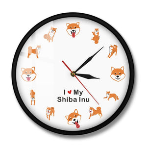 I Love My Shiba Inu Wall Clock-Home Decor-Dogs, Home Decor, Shiba Inu, Wall Clock-Metal Frame-5