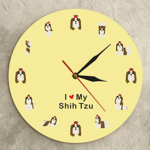 I Love My Shih Tzu Wall Clock-Home Decor-Dogs, Home Decor, Shih Tzu, Wall Clock-11