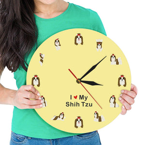 I Love My Shih Tzu Wall Clock-Home Decor-Dogs, Home Decor, Shih Tzu, Wall Clock-2