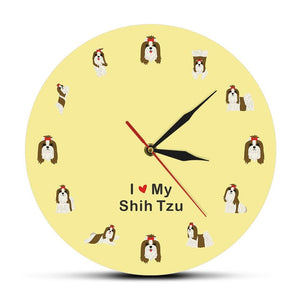I Love My Shih Tzu Wall Clock-Home Decor-Dogs, Home Decor, Shih Tzu, Wall Clock-No Frame-9