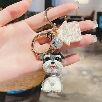Image of a super-cute Schnauzer keychain in 3D Schnauzer design
