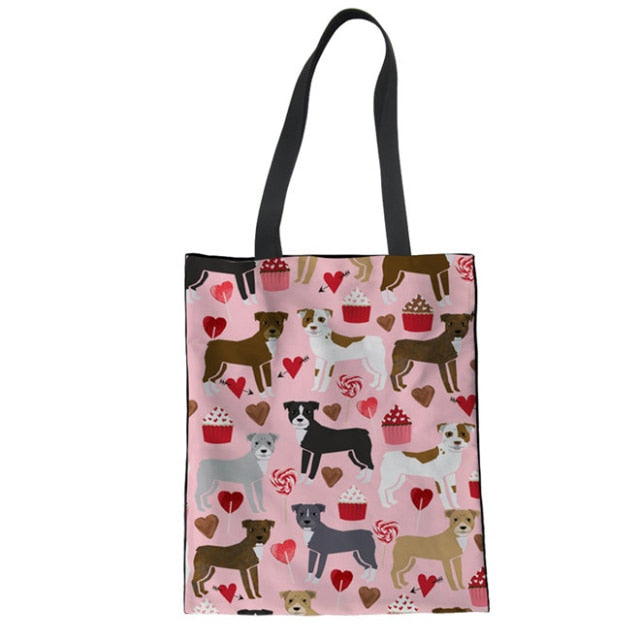 I Love Pit Bulls Canvas Tote Handbag-Accessories-Accessories, American Pit Bull Terrier, Bags, Dogs-1