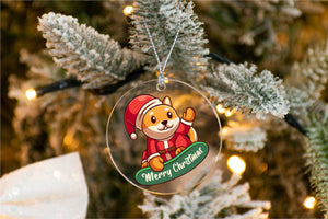 I Love Shiba Inu Christmas Tree Ornaments-Christmas Ornament-Christmas, Dogs, Shiba Inu-With Merry Christmas Sign-2