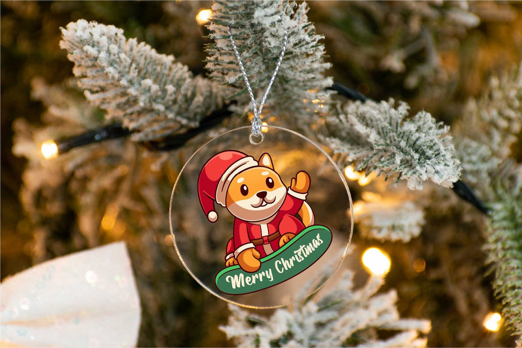 I Love Shiba Inu Christmas Tree Ornaments-Christmas Ornament-Christmas, Dogs, Shiba Inu-With Merry Christmas Sign-2