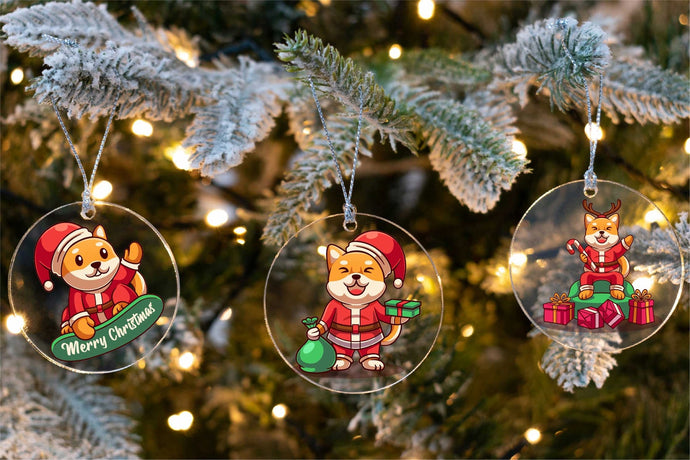 I Love Shiba Inu Christmas Tree Ornaments-Christmas Ornament-Christmas, Dogs, Shiba Inu-1