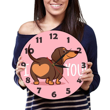 I Love You Dachshund Wall Clock 2 360x