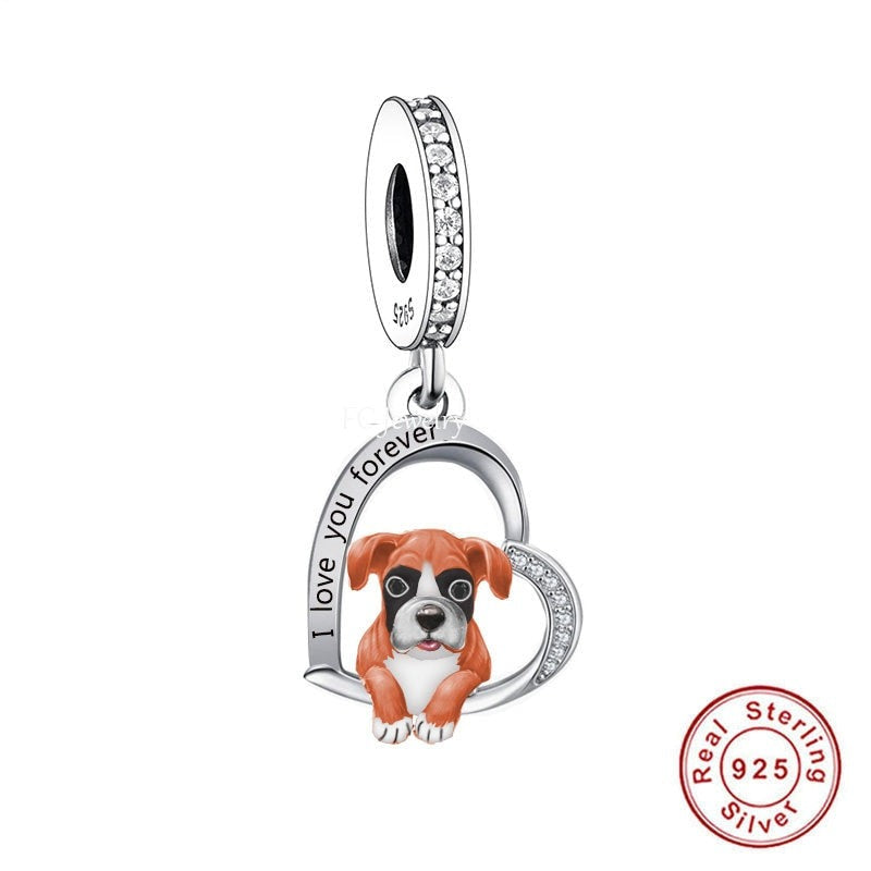 I Love You Forever Boxer Silver Jewelry Pendant
