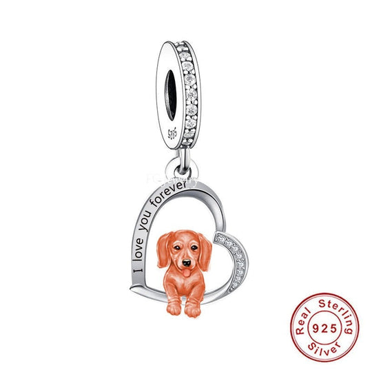 I Love You Forever Dachshund Silver Jewelry Pendant