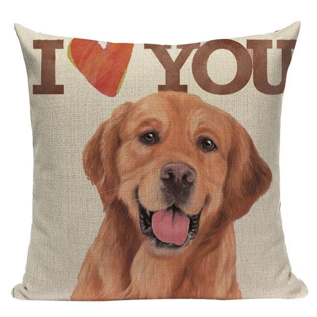 I Love You Golden Retriever Cushion CoverCushion CoverOne SizeGolden Retriever