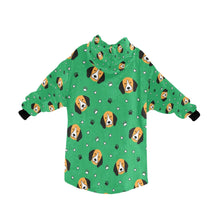 Load image into Gallery viewer, image of a green colored beagle blanket hoodie for kid 