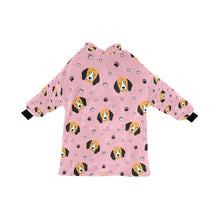 Load image into Gallery viewer, image of a light pink colored beagle blanket hoodie for kid 