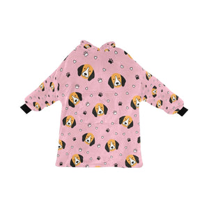 image of a light pink colored beagle blanket hoodie for kid 