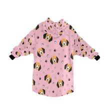 Load image into Gallery viewer, image of a light pink colored beagle blanket hoodie for kid - back view