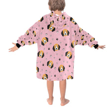 Load image into Gallery viewer, image of a light pink colored beagle blanket hoodie for kid  - back view