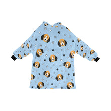 Load image into Gallery viewer, image of a light blue colored beagle blanket hoodie for kid 