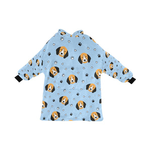 image of a light blue colored beagle blanket hoodie for kid 