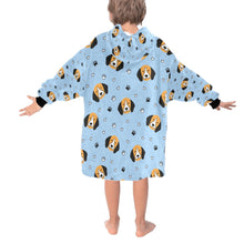 Load image into Gallery viewer, image of a light blue colored beagle blanket hoodie for kid  - back view