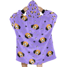 Load image into Gallery viewer, image of a purple beagle blanket hoodie - back view