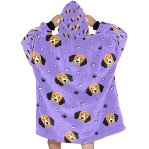 image of a purple beagle blanket hoodie - back view