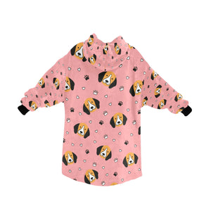 image of a peach beagle blanket hoodie - back view