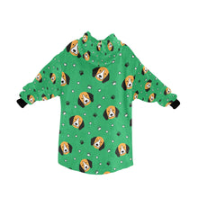 Load image into Gallery viewer, image of a green beagle blanket hoodie - back view