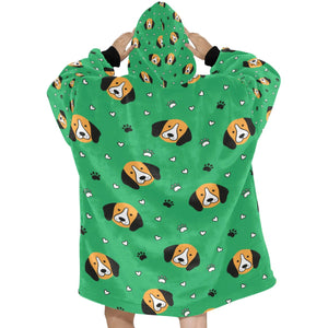 image of a green beagle blanket hoodie - back view