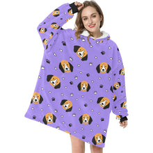 Load image into Gallery viewer, image of woman wearing a blanket hoodie - purple