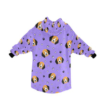 Load image into Gallery viewer, image of a purple beagle blanket hoodie - back view
