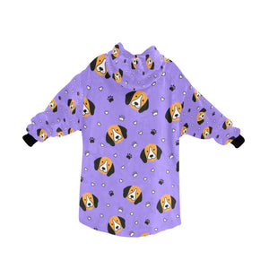 image of a purple beagle blanket hoodie - back view