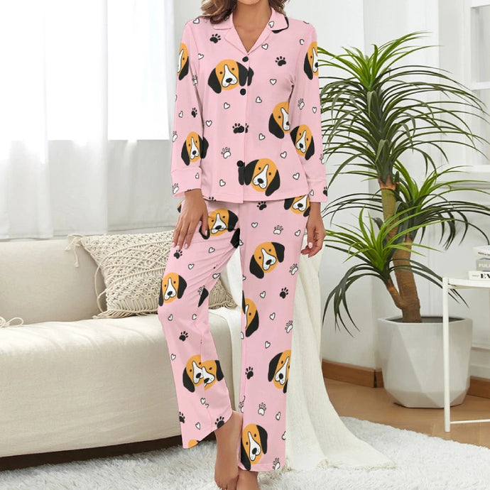 image of a pink pajamas set - beagle pajamas set