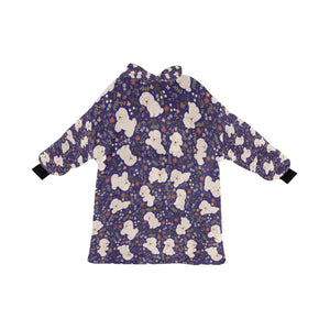 image of a purple blanket hoodie with bichon frise all-over design - bichon frise blanket hoodie