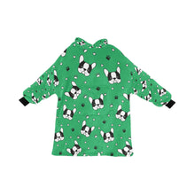 Load image into Gallery viewer, image of a green blanket hoodie - boston terrier blanket hoodie for kids 