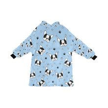 Load image into Gallery viewer, image of a light blue blanket hoodie - boston terrier blanket hoodie for kids